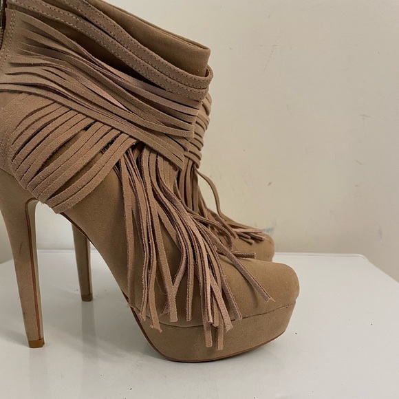 Suede High Heeled Platform Booties - Picture 5 of 6